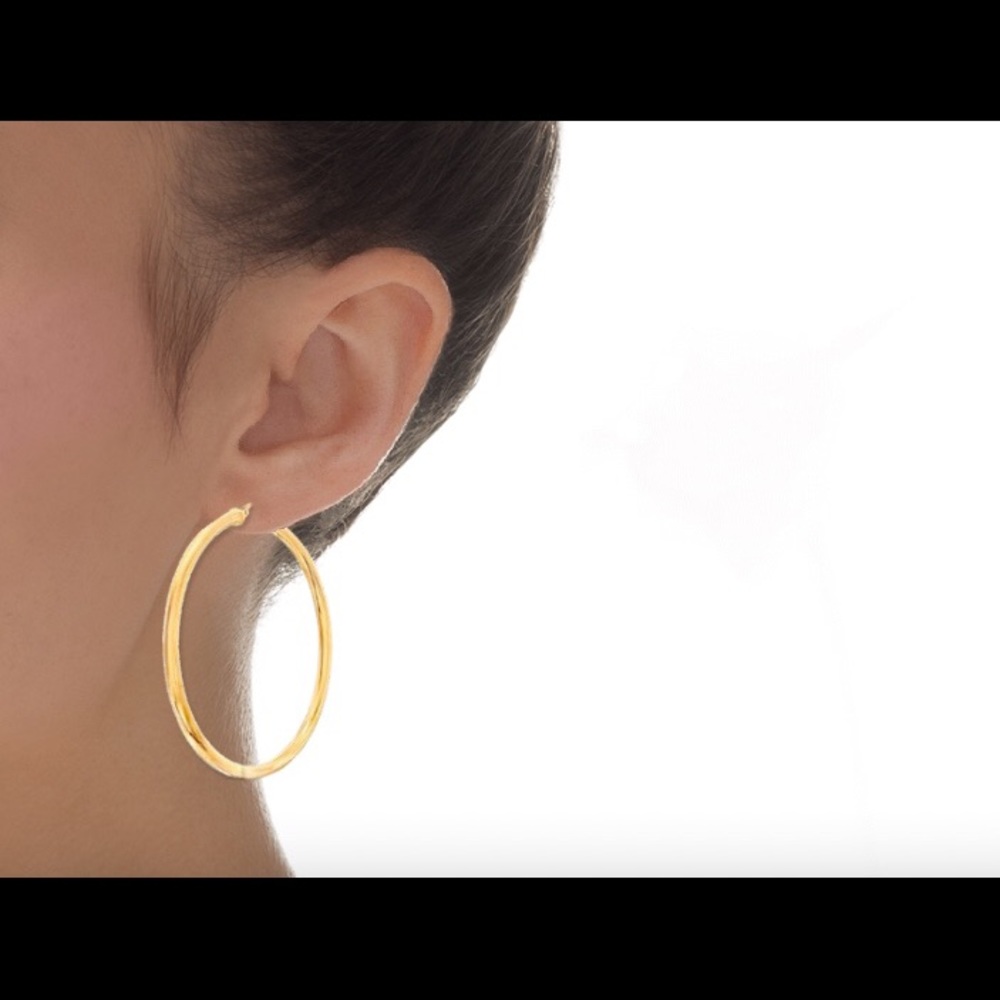 60mm Tube Hoop Earrings Yellow IP Stainless Steel